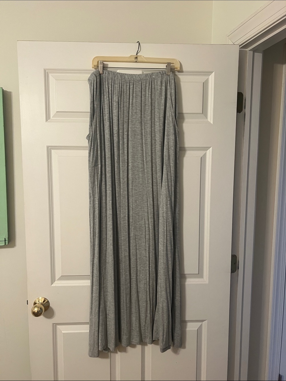 Three Bird Nest Light Gray Maxi Skirt with Elastic Waistband